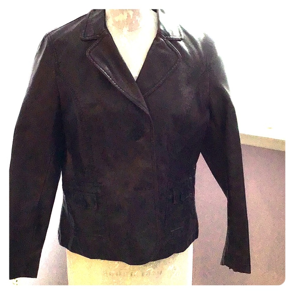 Wine colored leather jacket